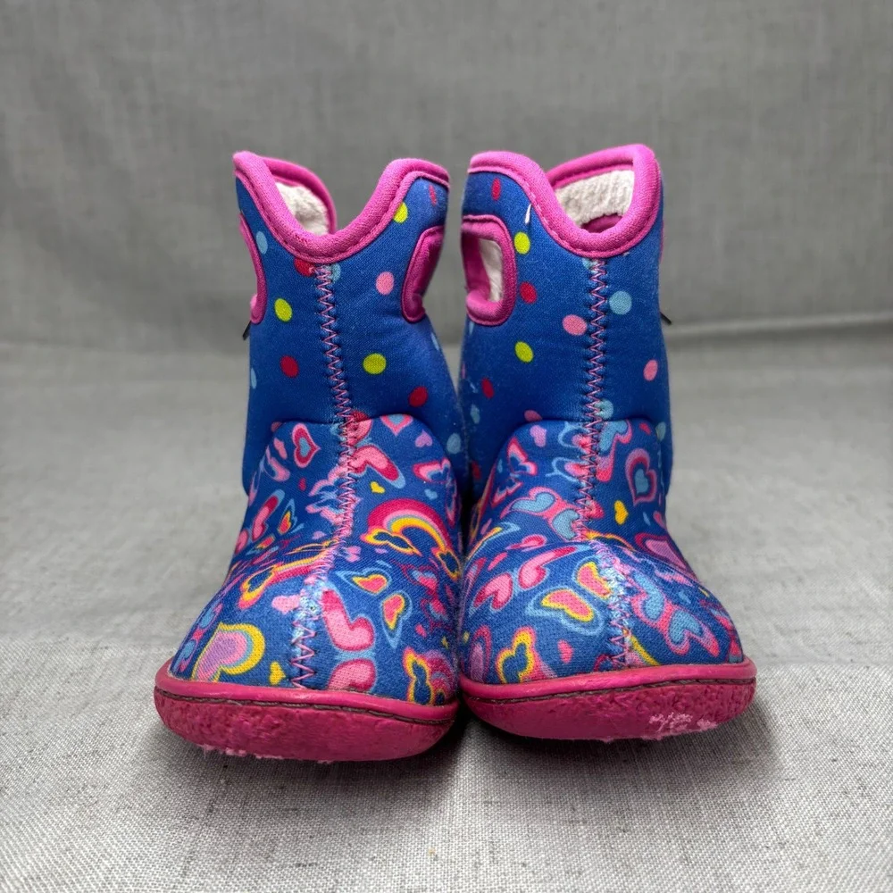 Bogs Baby Rainbow Blue Pink Waterproof Insulated Winter Boots Pull On Kid Size 7